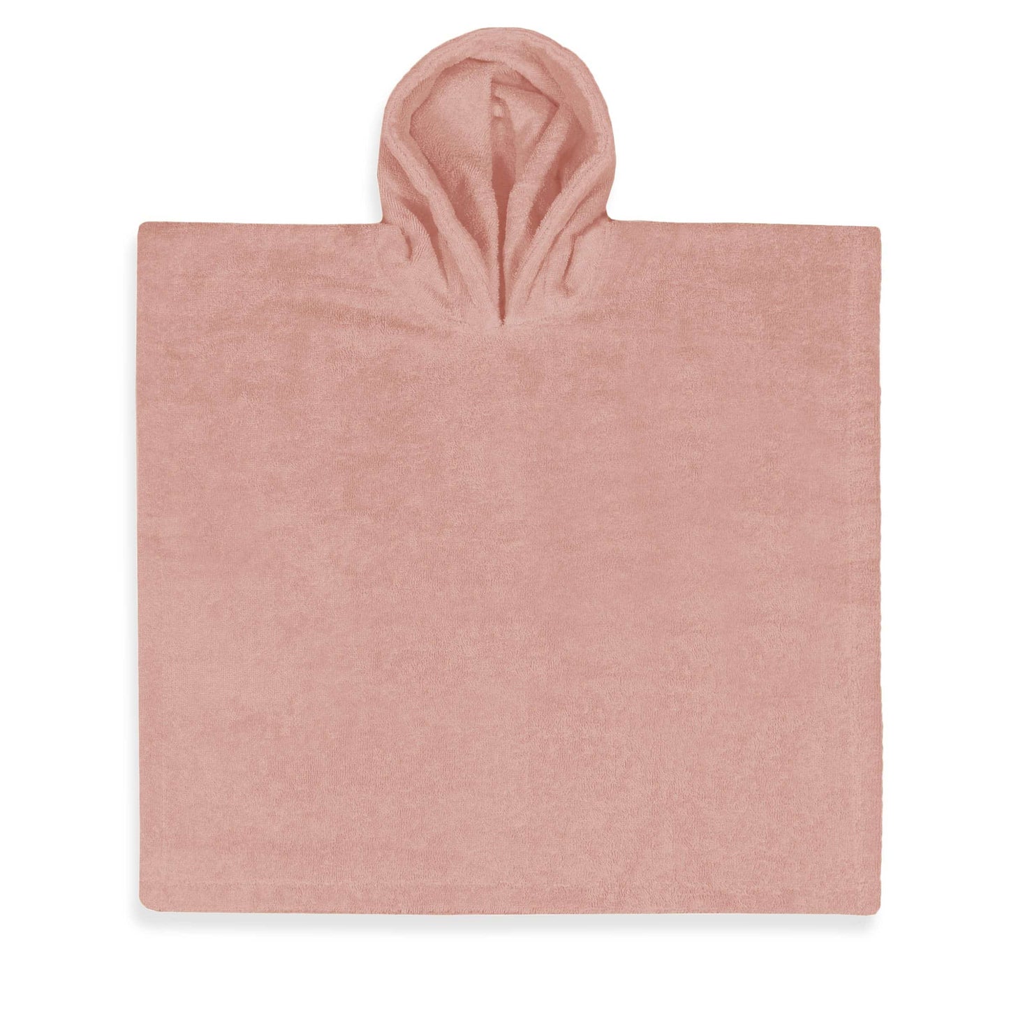 Zachte baby poncho van 100% katoen in de kleur sandstone pink met capuchon van absorberende badstof