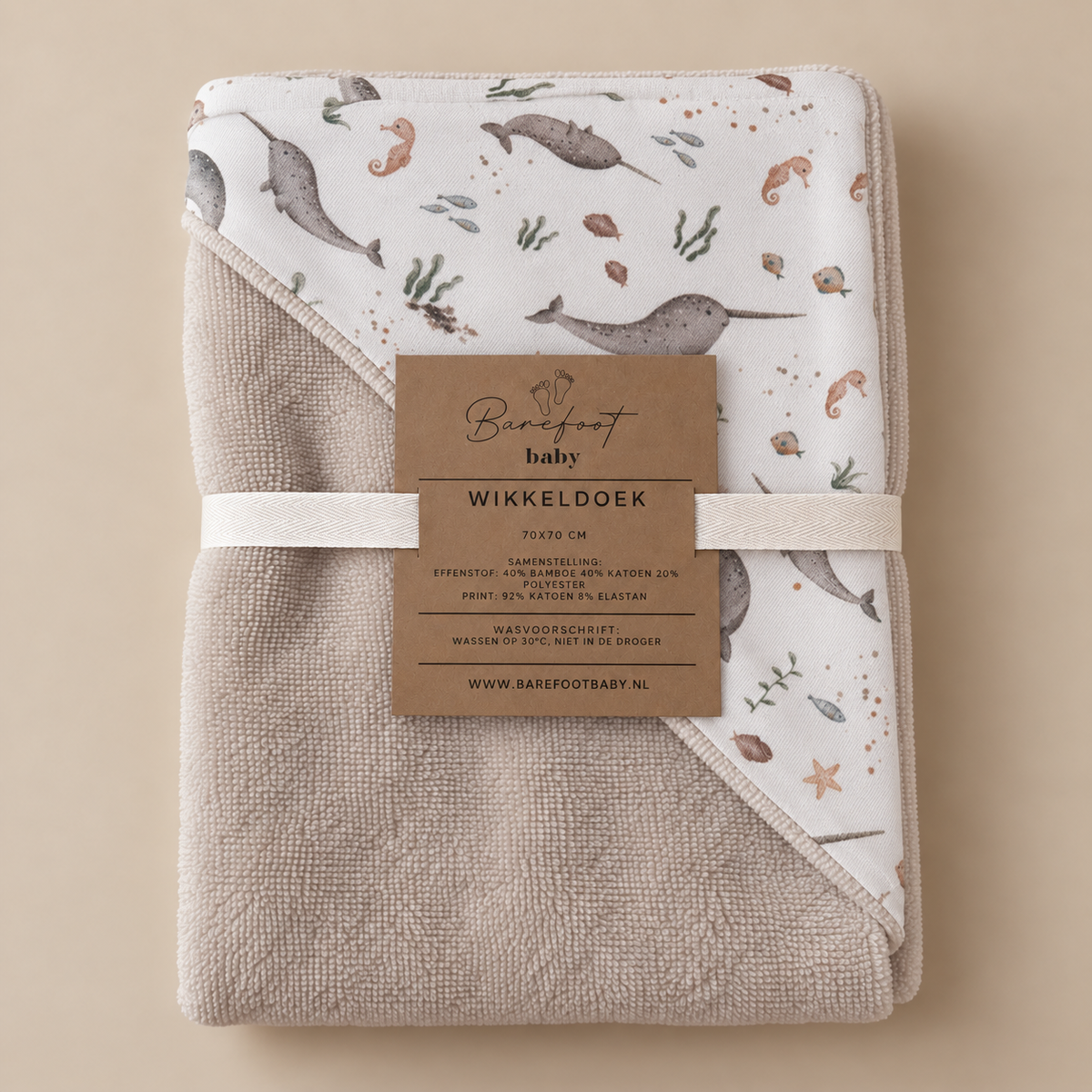 Zachte bamboe wellness wikkeldoek met zeedieren