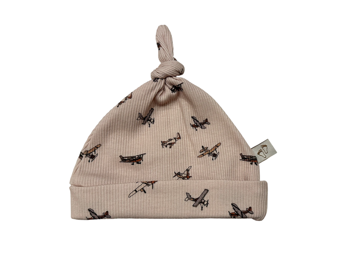 Detail ribstof mutsje vliegtuigen