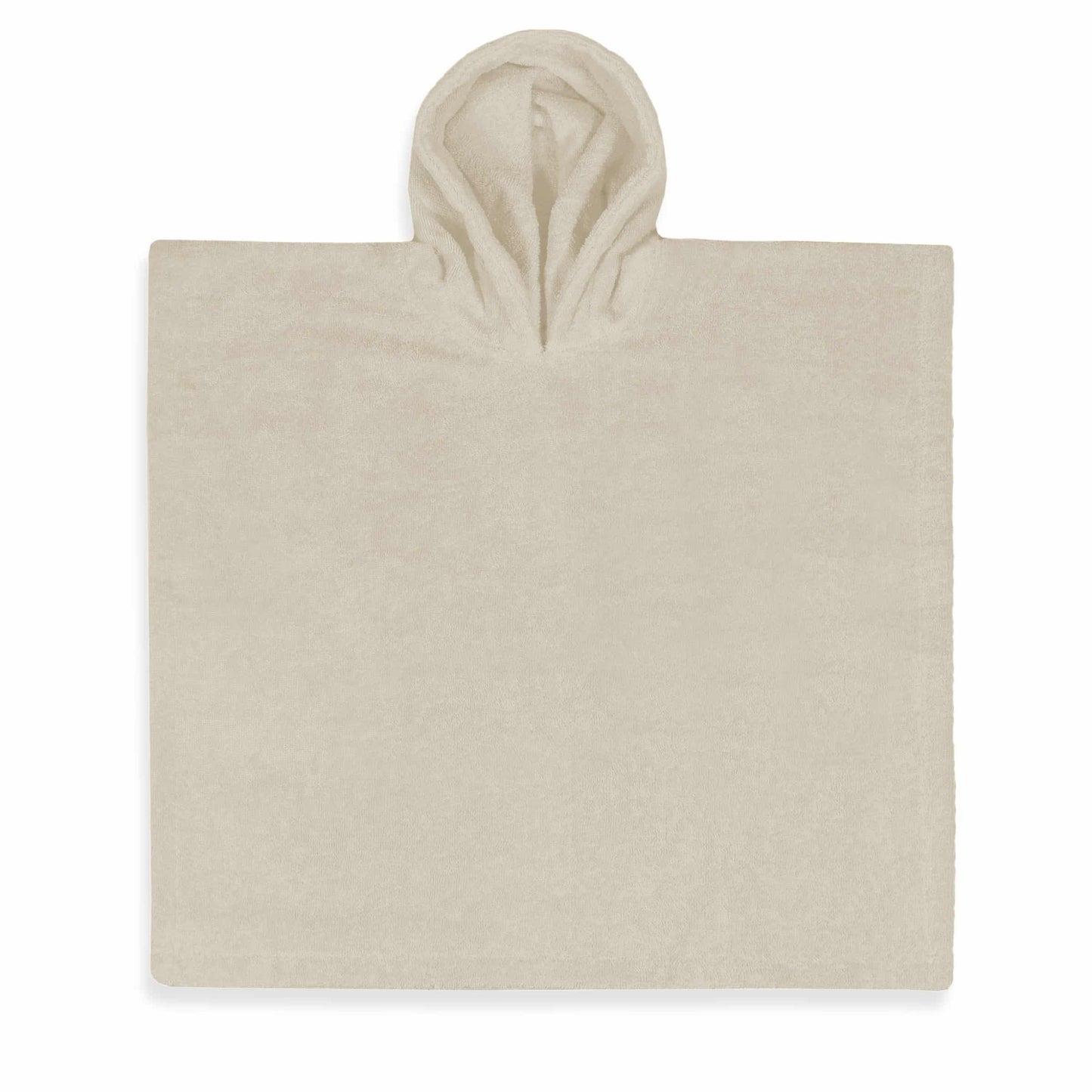 Zachte baby poncho van 100% katoen in de kleur sandstone grey met capuchon van absorberende badstof
