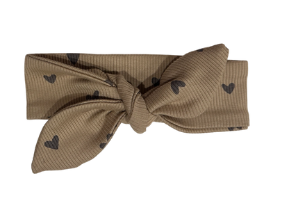 Detail ribstof haarbandje hartjes donker beige