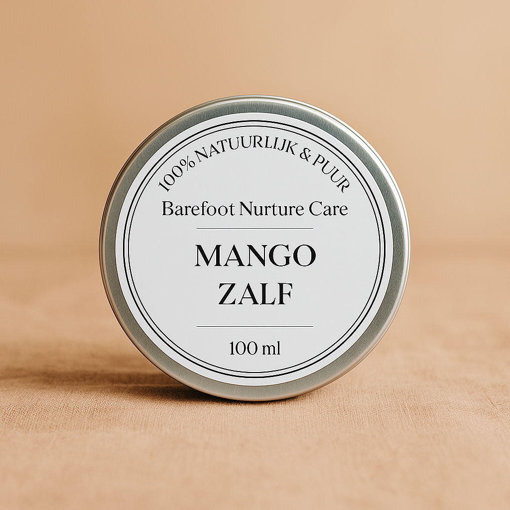 Rijke biologische mangozalf in tinnen blikje voor baby en mama – Barefoot Nurture Care
