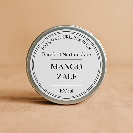 Rijke biologische mangozalf in tinnen blikje voor baby en mama – Barefoot Nurture Care