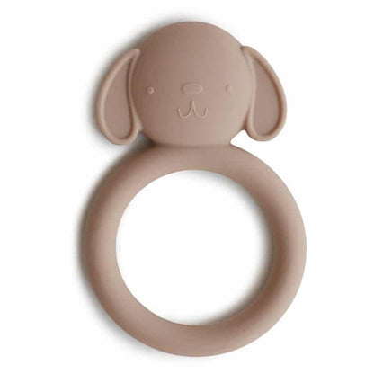 Mushie siliconen bijtring hond puppy in de kleur Natural voor doorkomende tandjes - Barefoot Baby