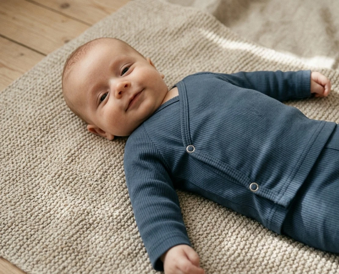Baby overslagshirt Donkerblauw van zachte ribstof – ideaal voor newborns