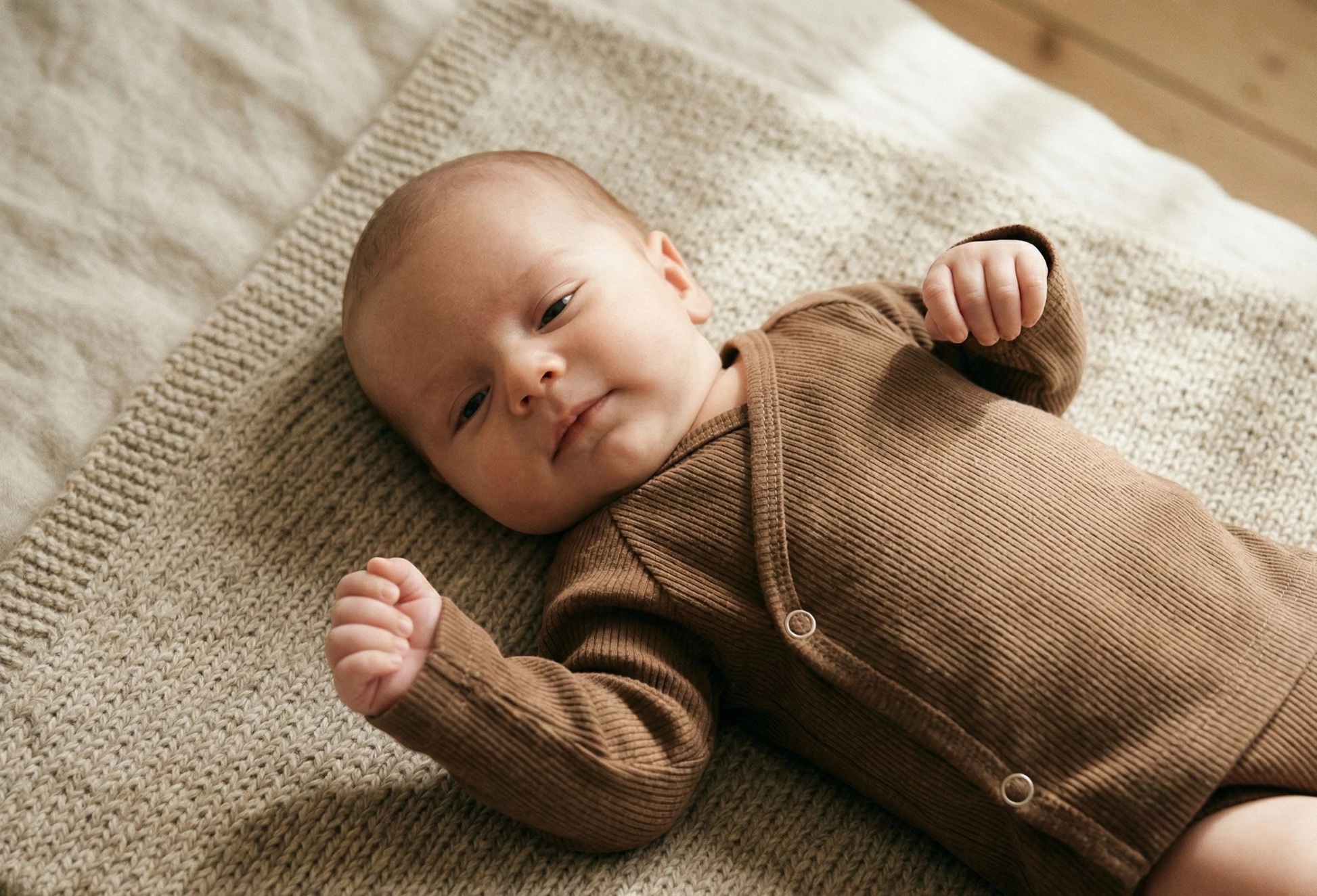 Baby overslagshirt Chocola melange van rib tricot – zacht en comfortabel voor newborns