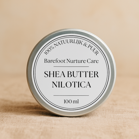 Luxe Shea Butter Nilotica uit Oost-Afrika in tinnen blikje voor babyverzorging – Barefoot Nurture Care