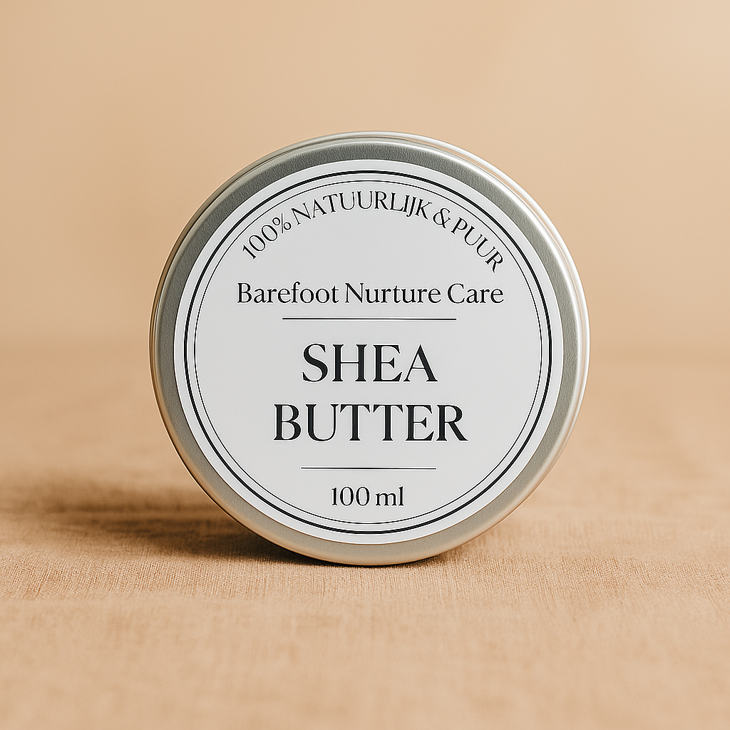 Blikje pure ongeraffineerde Shea Butter uit Ghana voor baby en moeder – Barefoot Nurture Care