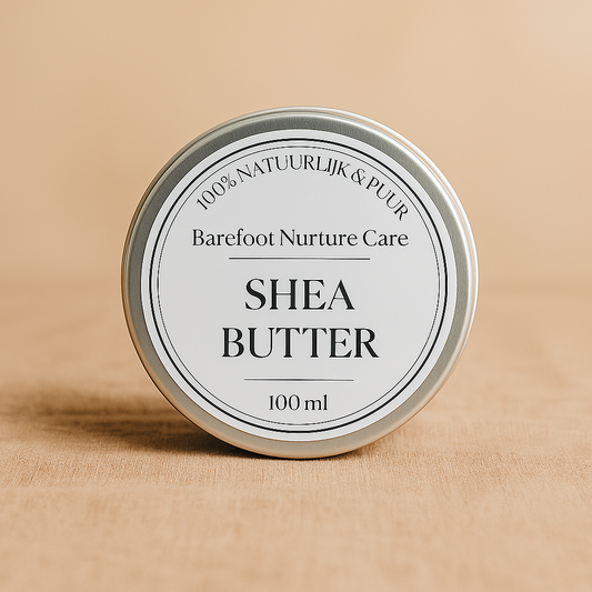 Blikje pure ongeraffineerde Shea Butter uit Ghana voor baby en moeder – Barefoot Nurture Care