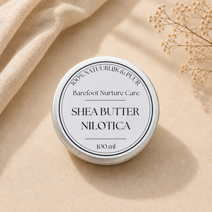 Luxe Shea Butter Nilotica uit Oost-Afrika in tinnen blikje voor babyverzorging – Barefoot Nurture Care