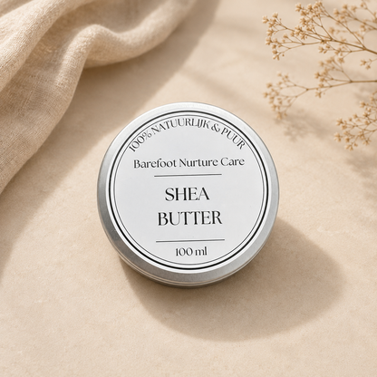 Blikje pure ongeraffineerde Shea Butter uit Ghana voor baby en moeder – Barefoot Nurture Care
