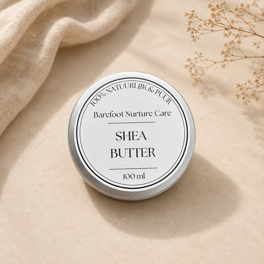 Blikje pure ongeraffineerde Shea Butter uit Ghana voor baby en moeder – Barefoot Nurture Care