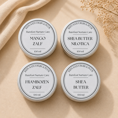 Voordeelpakket met twee grote 100ml blikken natuurlijke babyverzorging naar keuze – Barefoot Nurture Care