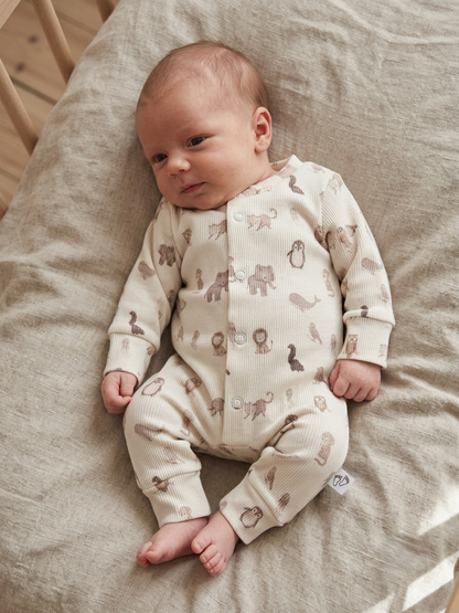 Zacht rib stof boxpakje barefoot baby baby dieren