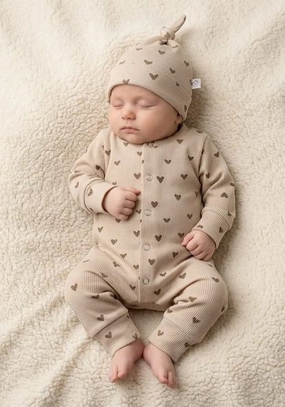 Barefoot baby boxpakje grote hartjes beige