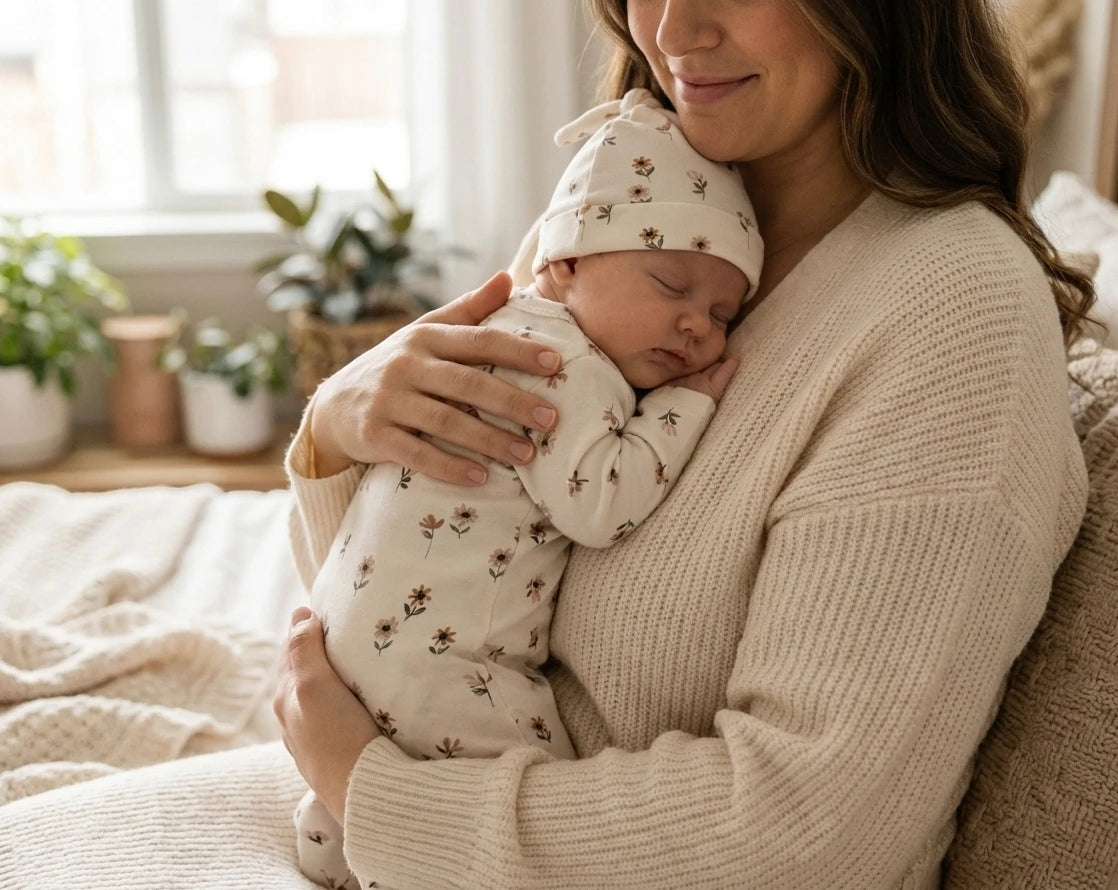 Handgemaakt baby boxpakje van natuurlijke stof Spring, zacht en comfortabel voor pasgeborenen