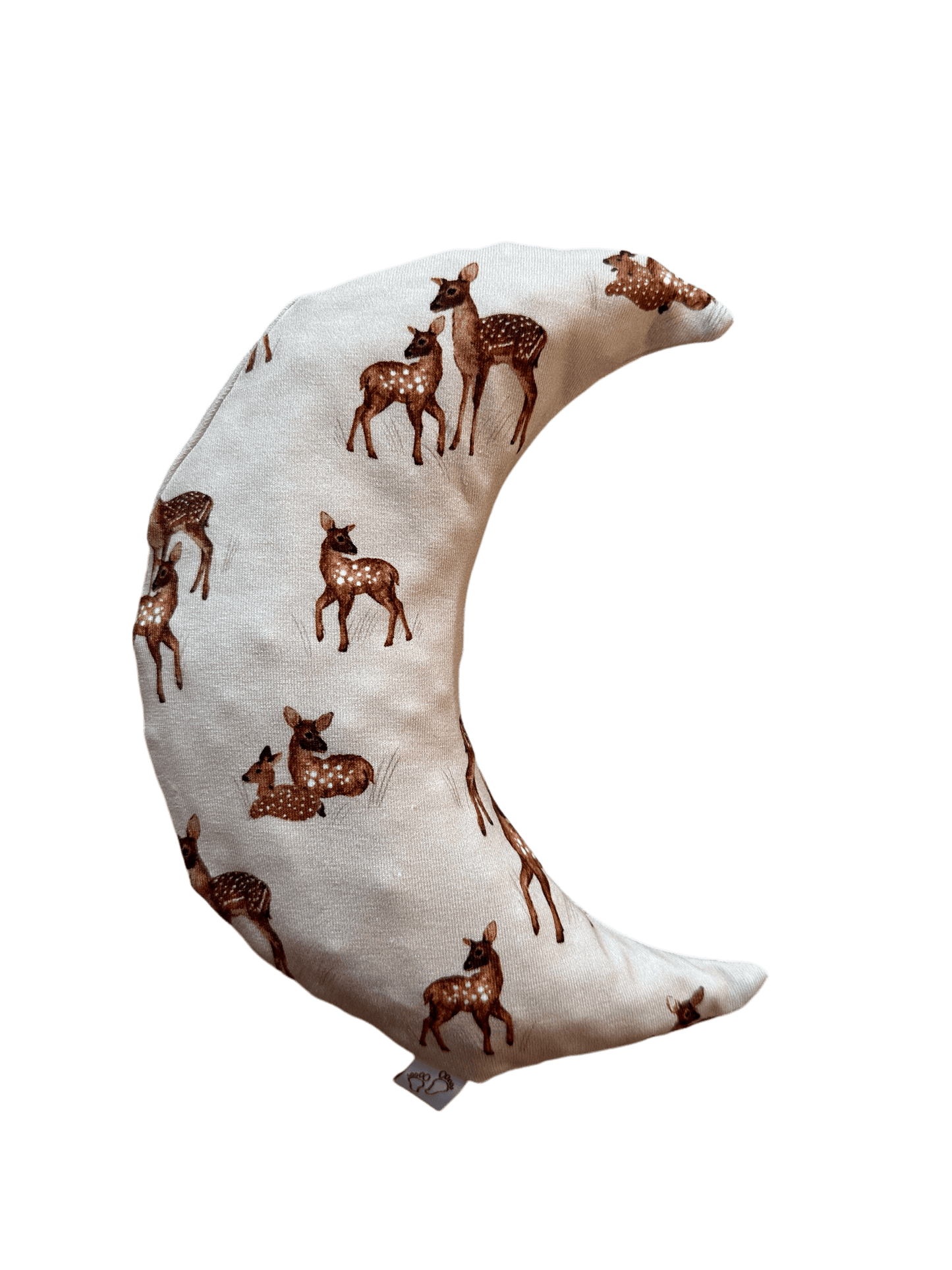 Handgemaakt warmtekussen Comfy Luna met fawn hertjes print voor baby’s