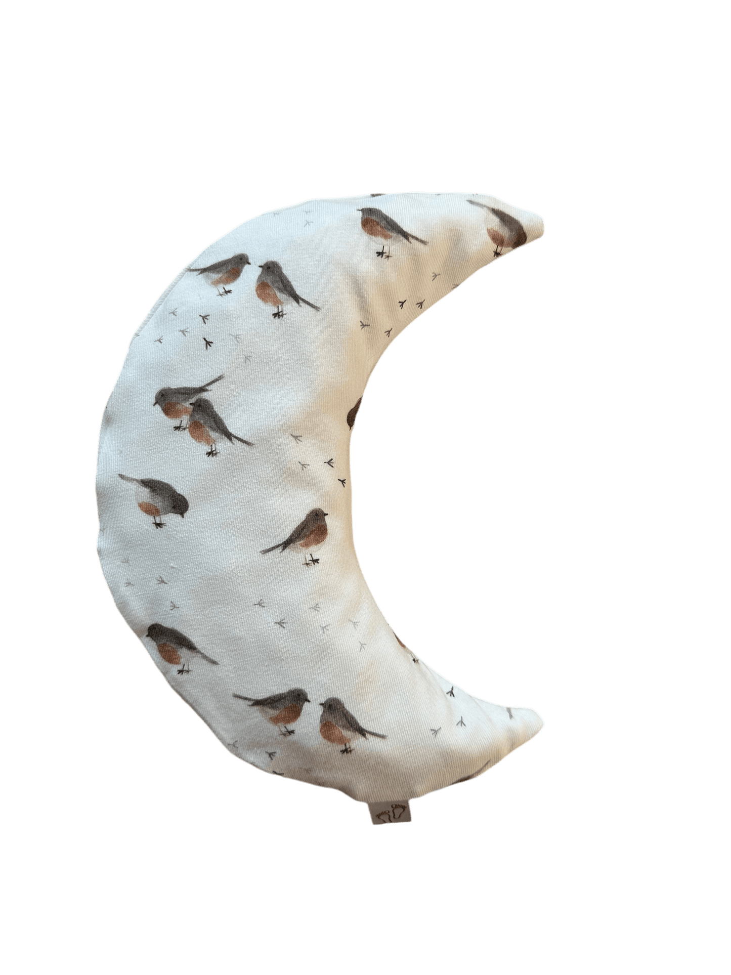 Handgemaakt warmtekussen Comfy Luna met roodborstjes print voor baby’s