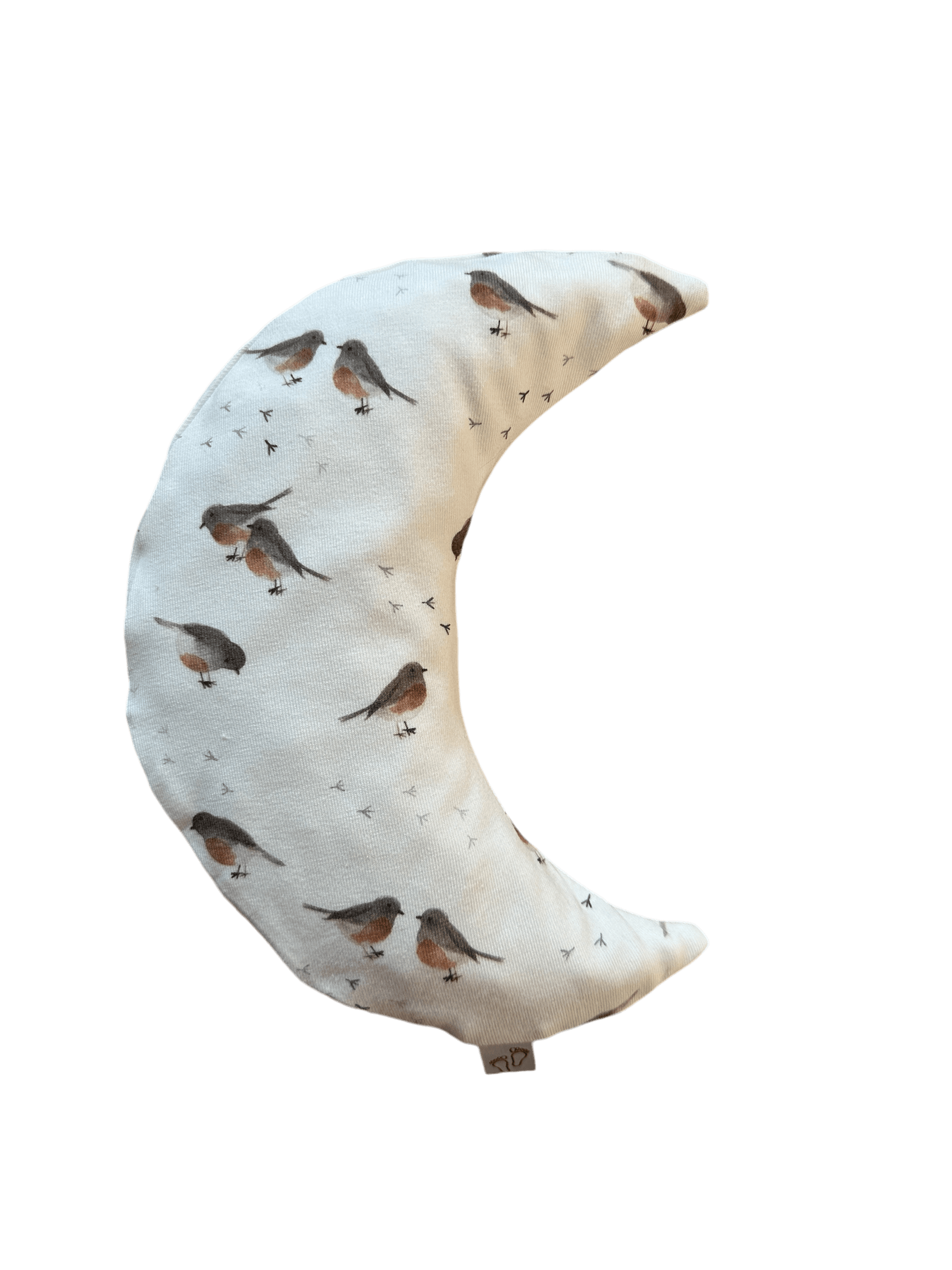Handgemaakt warmtekussen Comfy Luna met roodborstjes print voor baby’s