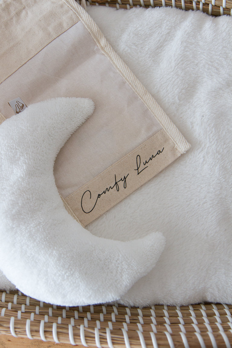 Comfy Luna warmtekussen voor baby’s met bamboo ecru hoes in lichte natuurtint