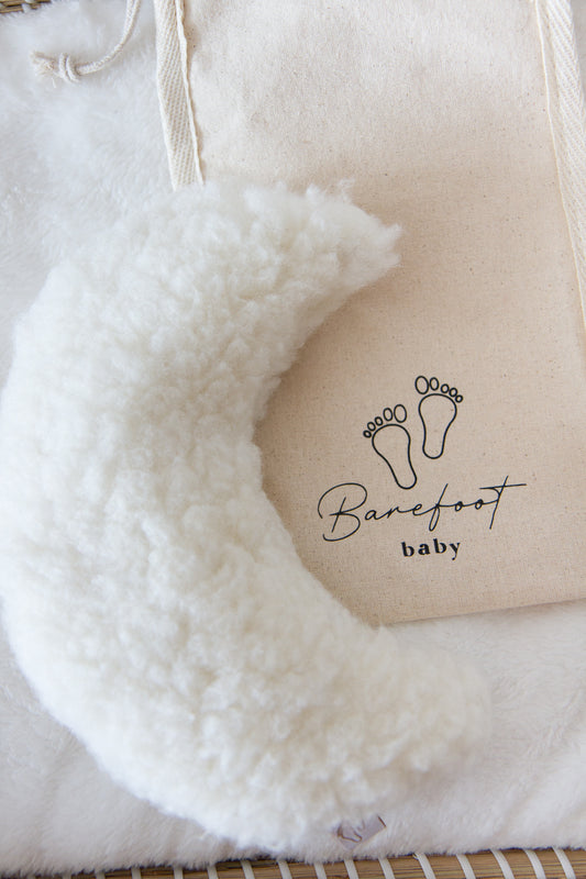 Comfy Luna warmtekussen voor baby’s met zachte merino wol teddy hoes