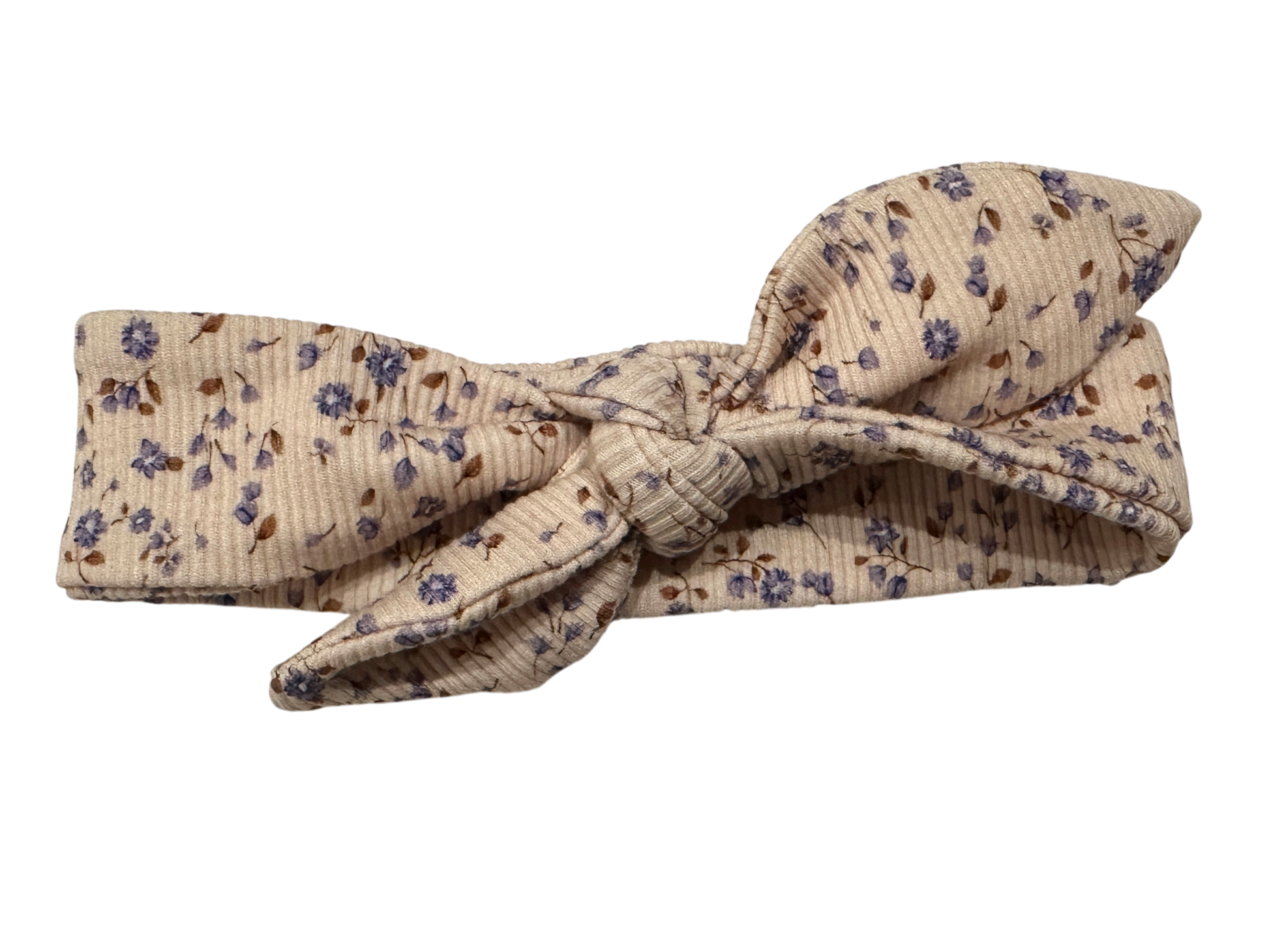 Detail ribstof haarbandje blauwe mini bloem barefoot baby