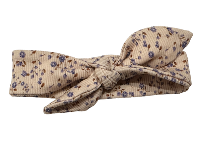 Detail ribstof haarbandje blauwe mini bloem barefoot baby