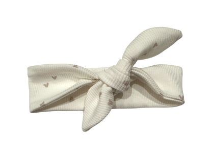 Detail ribstof haarbandje Hartjes licht beige