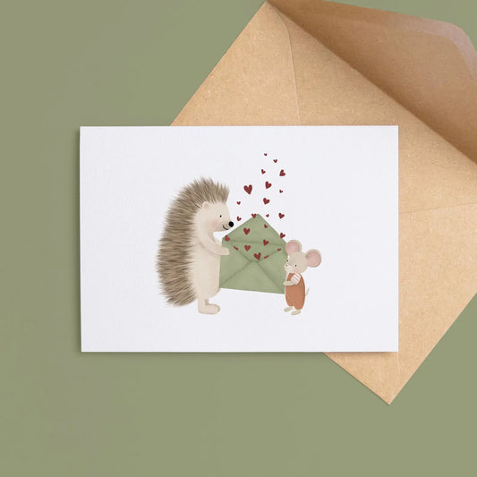 Ansichtkaart - Liefdevol tafereeltje