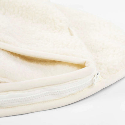 Merino wollen baby voetenzak met afritsbaar bovenstuk voor temperatuurregeling