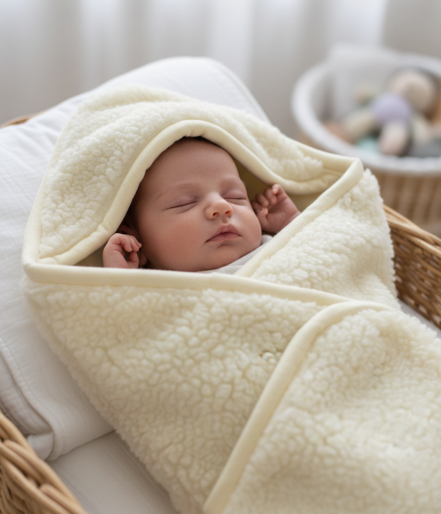 Merino wollen wikkeldoek van 80x80 cm voor baby, zacht en natuurlijk materiaal