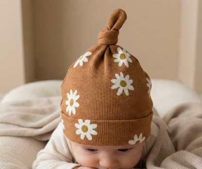 Detail ribstof mutsje daisy clay