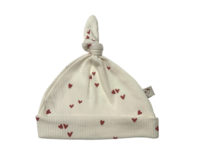 Mutsje baby hartjes klei roze 0-6 maanden Barefoot Baby