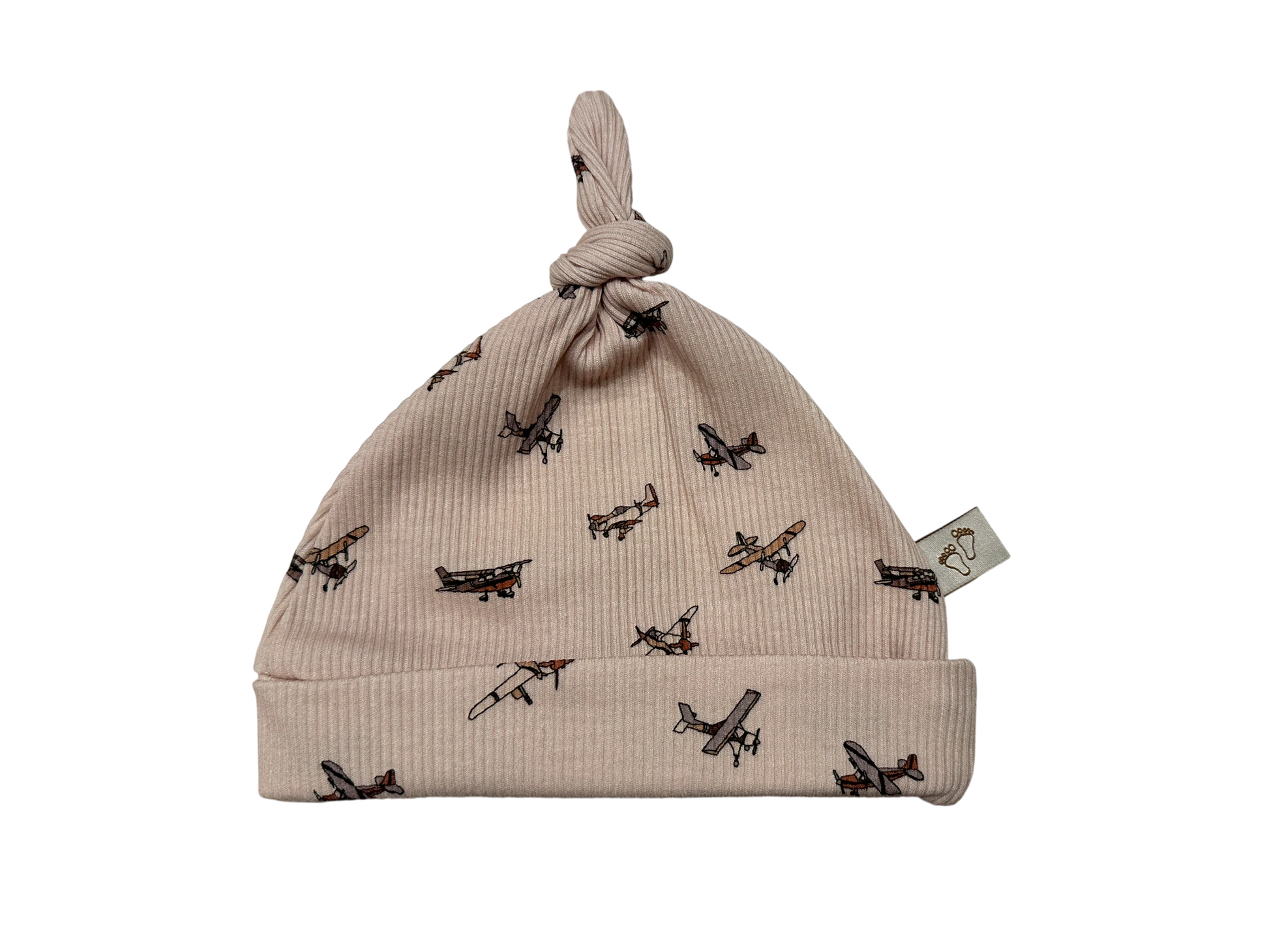 Detail ribstof mutsje vliegtuigen