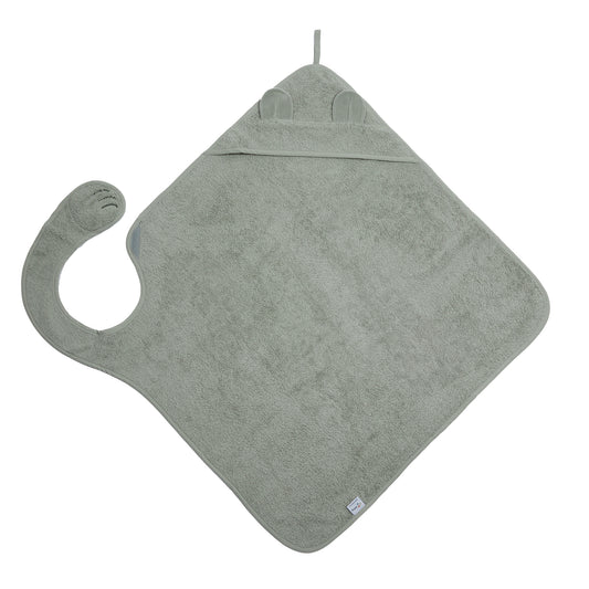 Nifty Baby Handsfree Badcape Olive 100x100 cm biologisch katoen - Barefoot Baby